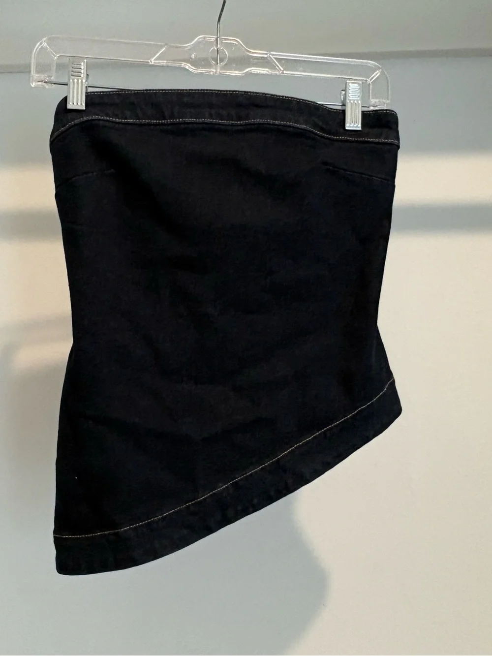 Mango Danielle Asymmetric Hem Denim Bandeau Top in Blue Size S NWT
